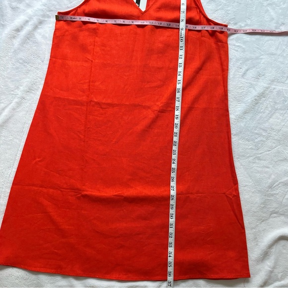 NINE WEST Gina Trapeze Linen Blend Orange V-Neck Sleeveless Dress--10 - Picture 12 of 12